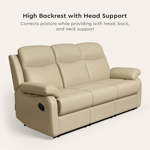 Image of Interio by Godrej Alpine Manual 3-Seater Synthetic Leather Recliner Sofa