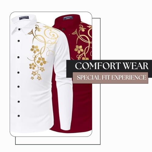 Image of Combo of Men Cotton Polyester Blend Regular Fit Striped Full Sleeve Casual Shirt Pack of 2