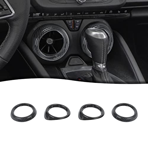RT-TCZ 4 PCS Air Conditioner Outlet Vent Trim Cover Ring Interior Accessories for Chevrolet Camaro 2016-2022 (Carbon Fiber Grain)