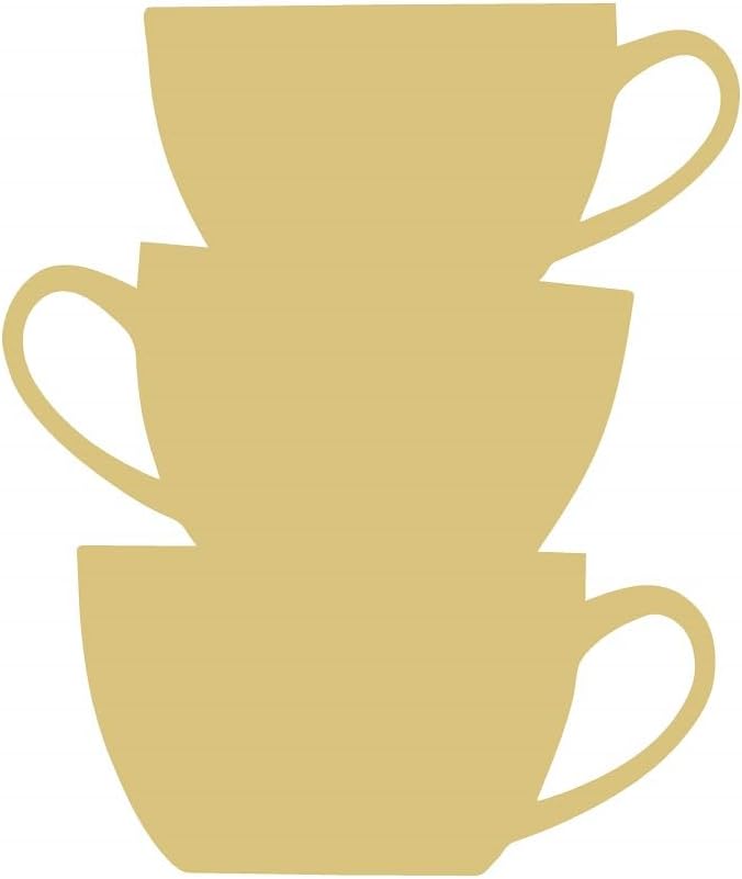 Stacked Teacups Unfinished Wood Craft Cutout Everyday Teacup Canvas Style 4