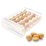 【Eierbox - Material】Eierbehälter für Kühlschrank verwendet sicheres und ungiftiges hochwertiges PP + PET-Material, das stark und langlebig ist，Das Schubladendesign ist - und feuchtigkeitsbeständig, sodass jedes Ei intakt und frisch gehalten werden kann