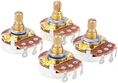 Musiclily Pro Brass Shaft Full Metric Sized Control Pots A500K Audio Taper Potentiometers for Guitar (Set of 4)