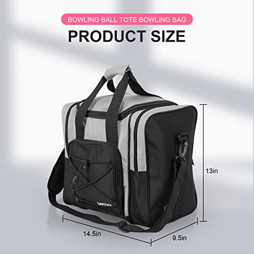 Dafisky Bowling Ball Bag For Single Ball - Bowling Ball Tote Bag With Padded Ball Holder, 2 Pockets Fit Bowling Shoes Up To Mens Size 14 And Accessories(Gray) #TOP1