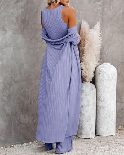 Image of Fessceruna Womens 3 Piece Lounge Pajamas Sets Cute Vacation Matching Set