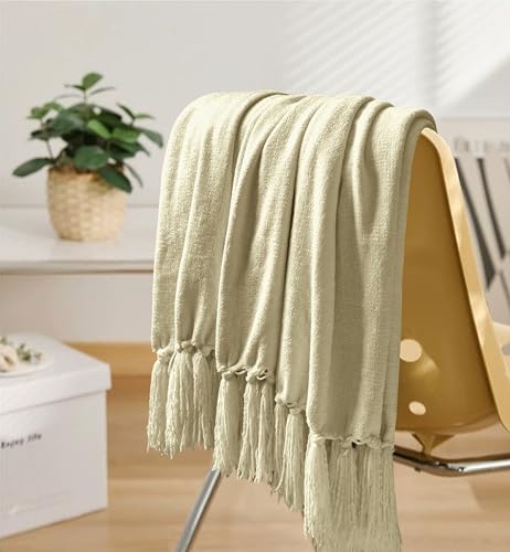 LONG CREATE Chenille Throw Blanket for Couch 50" x 60", Light Beige by LONG CREATE - Used condition - Image 3