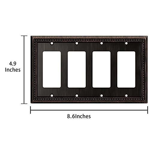 Image of Henne Bery Sunken Pearls Heavy Duty Decorative Wall Plate Switch Plate Outlet Cover (Quad Decorator, Aged Bronze)