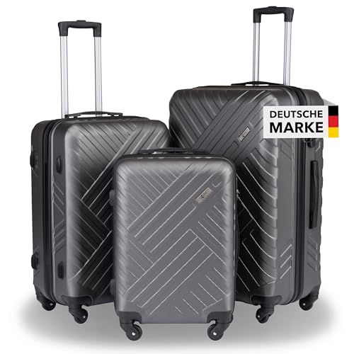 Xonic Design Reisekoffer mit Rollen– ABS Hartschalenkoffer mit 360° Leichtlauf-Rollen – hochwertige Koffer Trolleys Zahlenschloss in M, L, XL oder Set –Handgepäck Koffer, Suitcase