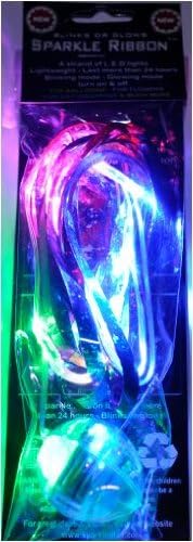 MULTI COLOR SPARKLE RIBBON- LED LIGHT UP RIBBON LIGHT, BALLOON LIGHT - 1 PACK MULTI RAINBOW LED; PINK, GREEN, BLUE, WHITE LED LIGHTS GOLD RIBBON