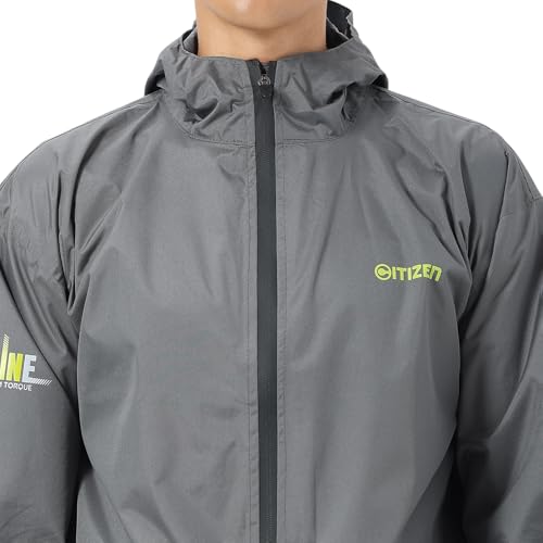Image of Citizen Designer Rain Suit for Men, Special Stripe Rubberized Fabric, Heavy PVC Coating, PU Coated Waterproof Zipper, Reflective Print, Inbuilt Cap with High Neck, Elastic Cuff, Designer Tapping