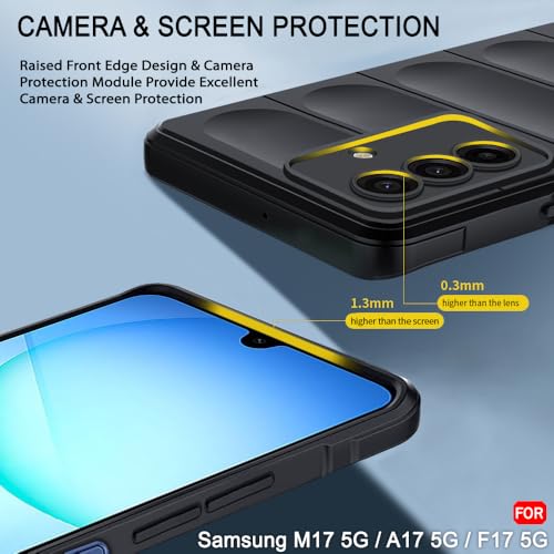 Image of TheGiftKart Liquid Silicon Back Cover Case for Samsung Galaxy M17 5G / A17 5G / F17 5G | ShockProof Military Grade Protection | Micro-Fibre Cloth On Inner Side | Anti-Slip Grip Back Cover (TPU, Black)