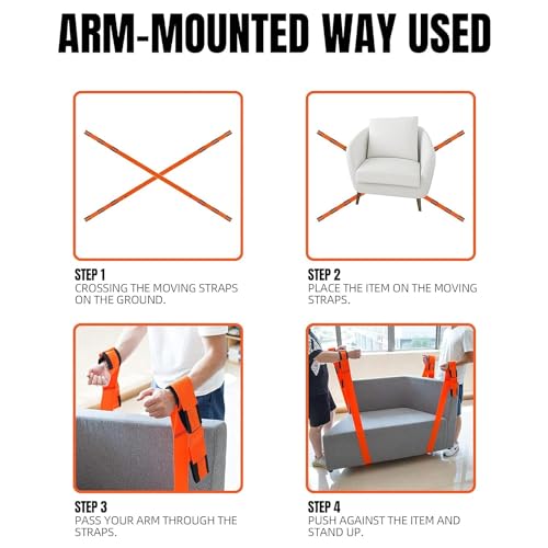 Image of 2-Person Lifting and Moving Straps Lift Move and Carry Furniture Appliances Mattresses Lifting & Moving Straps with Free Mover's Rubber Band