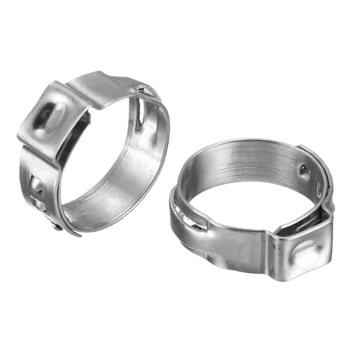 25PCS Single Ear Hose Clamps, 7.5-9.0mm 304 Stainless Steel Ear Clamps by MISPIRE, Stepless Hose Clamps Cinch Rings for Automotive, Home Appliance Line and Plumbing