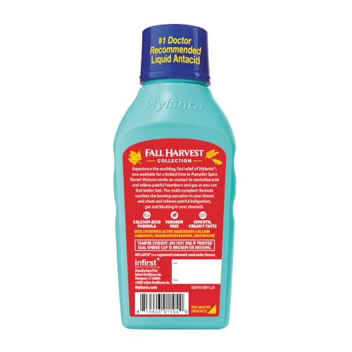 Image of Mylanta Heartburn & Gas Relief Liquid Antacid, Pumpkin Spice Flavor, 12 Oz | Liquid antacid neutralizes acid for fast heartburn & gas relief . Limited Edition Pumpkin Spice flavor . 12 fl oz