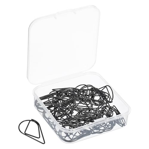 YOKIVE 50 Clips de Papel, en Forma de Gota con Caja | Mantenga el Escritorio Ordenado, para Oficina, Arte, Manualidades, Hogar, Uso Diario (Negro, 1 Pulgada)