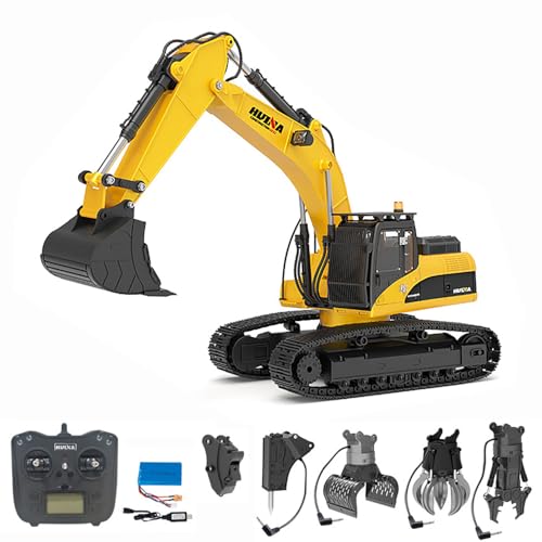 TOUCAN RC HOBBY HUINA Upgrade 580 1:14 Metal RC Excavator RC Bagger Model Engineering Vehicle Electric Ball Grabber 360 Rotating Shear Claw Sound Lights