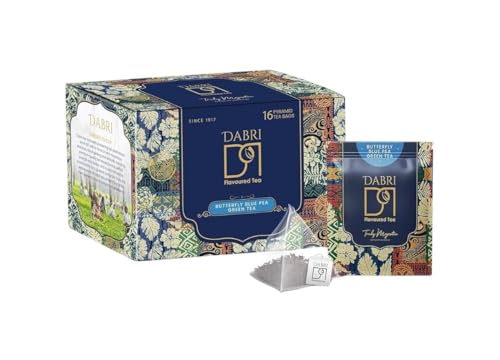 Image of Dabri Blue Flower Butterfly Pea Green Tea 16 pyramid Dip Tea Bags |Natural Loose Leaves with Blue Flower Herbal Blend |Farm Fresh |Rich in Antioxidants |Helps Regulate Blood Sugar|Hair & Skin Health