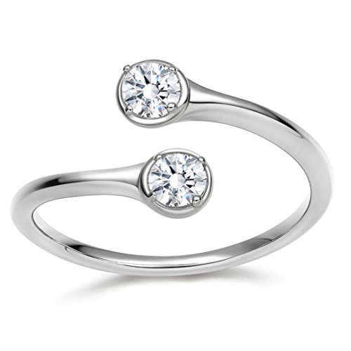 EAMTI Wrap Adjustable 925 Sterling Silver Turquoise Cubic Zirconia Decmeber Birthstone Wedding Engagement Ring