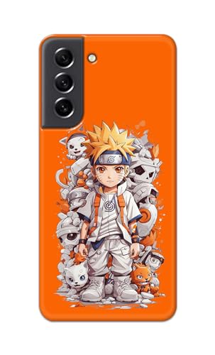 Image of Plastic Printfidaa Printed Hard Back Cover Case For Samsung Galaxy S21 Fe 5G Back Cover (Famous Anime Cartoon Character) -112, Orange