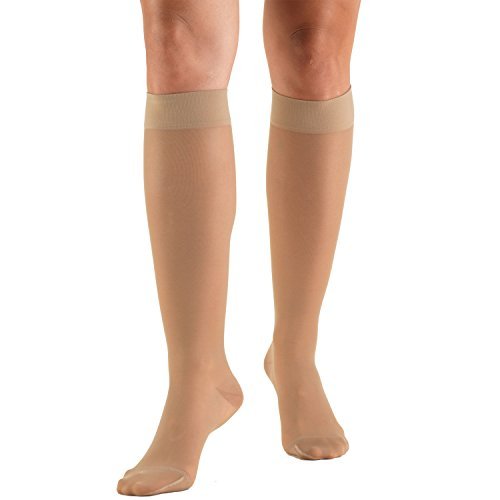 Image of Truform Compression 15-20 mmHg Sheer Knee High Stocking, Light Beige, X-Large (Pack of 2) (1773LB-XL 2PK)