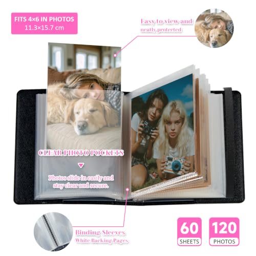 Image of Photo Album 4x6 120 Pockets Lavender Butterfly | 120 clear 4x6 photo pockets, strong elastic band, compact album, family travel wedding use, lavender butterfly cover