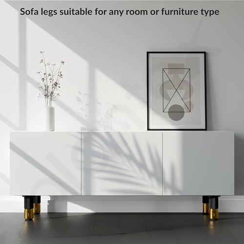 Image of Plantex 3 Inch Sofa Leg for Bed Furniture /Aluminium Sofa Leg for Table /Support Legs /Furniture Leg - Pair of 1 (2 Piece) (DTS-77, Black & Gold)