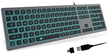 Aluminum Quiet Wired Slim Chiclet Keyboard - Compatible with Appl...