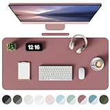 MOLMO Non-Slip Desk Mat, Waterproof Desk Pad Table Protector, Easy Clean Laptop Mat Large Mouse Pad Leather Writing Mat with Suede for Office /Home/Decor (Dark Pink, 60 x 35 cm)