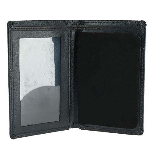 CTM Leather Bifold Badge Holder Wallet, Black3