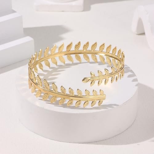 13 Pcs Gold Arm Cuff for Women Arm Bracelet Upper Arm Cuff Bangles Adjustable Bracelets Silver Coil Armlet Minimalist Bracelet Armband Jewelry Set Gifts 5