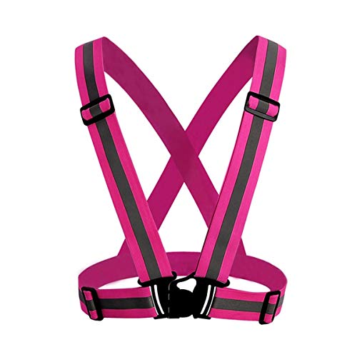 Preisvergleich Produktbild Jinxuny Reflektierende Weste, verstellbare Kindergurt, Sicherheitssicherheit, Sichtbarkeit, reflektierende Weste, für Outdoor-Aktivitäten, Joggen, Motorradfahren hot pink