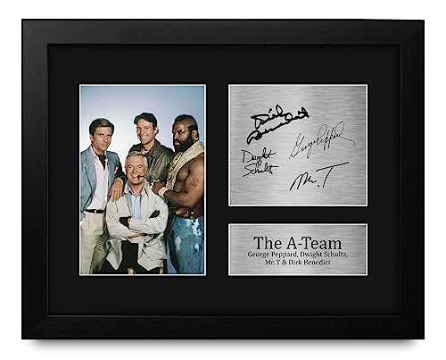 HWC Trading George Peppard Dwight Schultz Mr T Dirk Benedict A-Team Framed Gifts Printed Signed Autograph Picture for TV Show Fans - US Letter Size