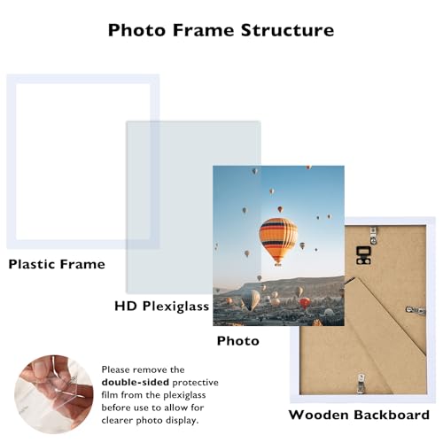 Image of JCJMY 10x11 Picture Frame White for Wall Hanging, Wall Mounting Horizontally or Vertically, 10 x 11 Wall Gallery Poster Photo Frame with Shatter Resistant Plexiglass, White