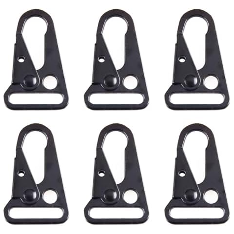 TRIWONDER Enlarged Mouth Clips HK Hook Heavy Duty Snap Hooks Sling Clips for Paracord Outdoors Bag Backpack (1" Black (6-Pack)) Cover