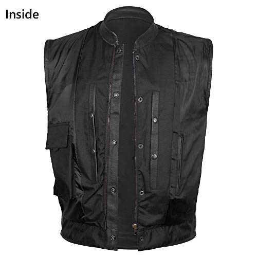 Men's Soa Motorcycle Genuine Cowhide Leather Club Style Vest With Concealed Gun Pockets New (3Xl) #TOP3