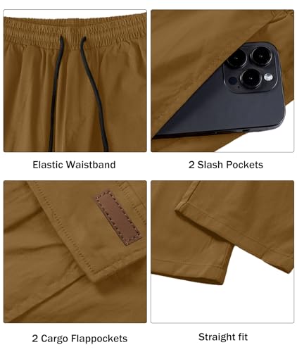 Image of Comdecevis Men's Casual Cargo Pants Workout Joggers Stretch Sweatpants Hiking Drawstring Tactical Pants with Multi Pockets
