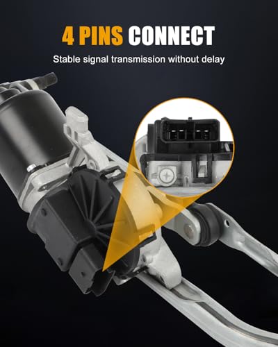 Image of ROADFAR Front Wiper Motor and Linkage Assy Replacement for Renault for Megane III 2009-2019 064300344010,TGECS05E Wiper Motor 4 Pins