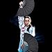 Quacc Large Folding Hand Held Fan Sturdy 13 Inches Nylon-Cloth Vintage Retro Fabric Big Rave Clack Fan for Line Dancing Chinese Kung Fu Festival Craft Dance Decoration Party Favors (Black)