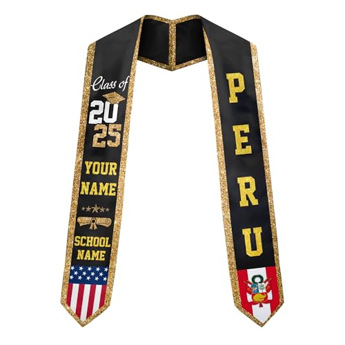 MonkeyVan Personalized Peruvian Graduation Stole, Peruvian Stoles Class Of 2025, Peruvians Graduation Sash, Custom Peru Stole M91