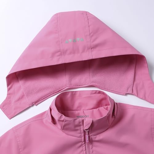 Image of MGEOY Boys Girls Rain Jacket Lightweight Waterproof Hooded Fleece Lined Raincoat Windbreakers for Kids