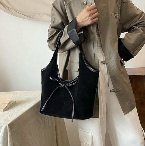 Niction Slouchy Suede Tote Bags for Women Cute Retro Crossbody Purses Trendy Bow Shoulder Bag Satchel Purse Handbag2