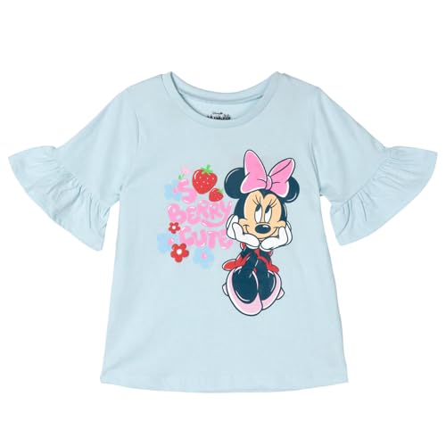 Disney Minnie Mouse Big Girls T-Shirt and Gauze Shorts Outfit Set Blue Strawberries 10-12 - image 3