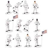 Explore The Cosmos with Astronaut Toy Figures - Set of 12 Free-Standing Plastic Figurines for Space Party Favor and Cake Toopers