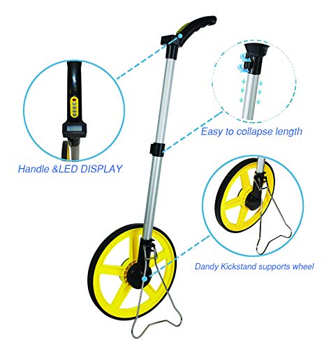 GEOLENI - Digital Distance Measuring Wheel - With Digital LCD Display - 12 Commercial Grade Feet-Inch - With Carrying Bag