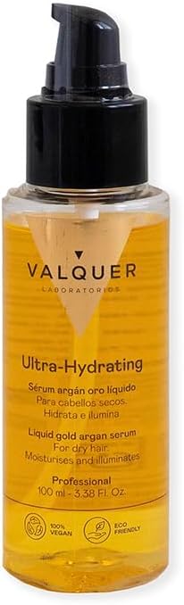Valquer Liquid Gold Serum with Antioxidant Argan and Carrot Oil, Stimulates Hair Growth. Hydrates, Repairs, and Nourishes Dry and Damaged Hair, Providing Shine and Softness. 100 ml.