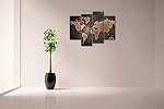 4 Panel général Carte du monde Noir Contexte Wall Art Peinture Photos Imprimer sur toile Art L'image pour la décoration moderne du bureau d'intérieur