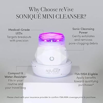 reVive Light Therapy Sonique Mini Acne Cleanser, Battery-Operated Sonic Face Cleanser Brush with Blue & Red Light Therapy, Medical-Grade Acne Device for Face & Body, Water-Resistant