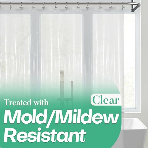 Mrs Awesome Clear Shower Curtain Liner with 3 Magnets, 72×72 Premium Flexible Sturdy Plastic Shower Curtain for Bathroom Lightweight, Waterproof, Clear