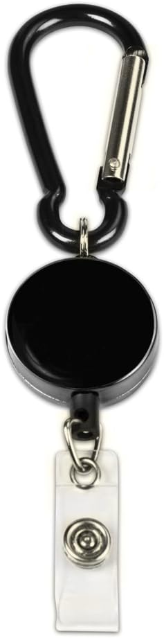 Cosco MyID Carabiner Reel for ID Badge Holders, Key Cards and ID Cards, Black Anodized Metal (075024)