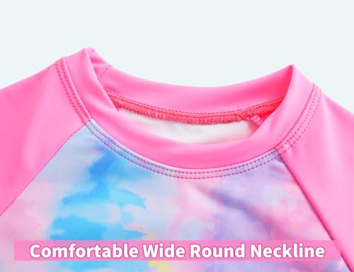 Image of Snowheart Girls Rash Guard Sets Long Sleeves Swimsuit 2 Pieces Tankini Bathing Suit Swimwear for Girls 3-12 Years