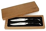 laguiole en aubrac taschenmesser Zertifikat des Herstellers Laguiole en Aubrac - Zwei französische Laguiole Steakmesser - Griff poliertes Büffelhorn - Edle Tafelmesser
